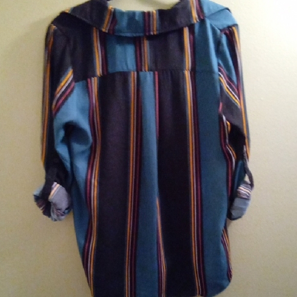Womans M Ophelia Roe Striped Blouse Lightweight Flowy Relaxed Fit - Picture 4 of 4